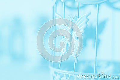 Vintage bird cage on the table as part of the interior Stock Photo