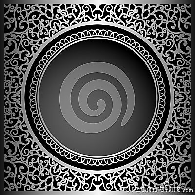 Vintage black background with swirly ornament Vector Illustration