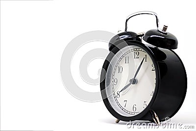 Vintage black clock ,Eight hours 5 minutes Stock Photo