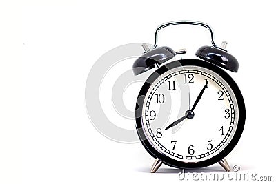 Vintage black clock ,Eight hours 5 minutes Stock Photo