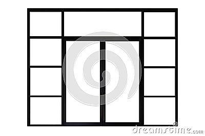 Black painted wooden window frame isolated on a white background Stock Photo