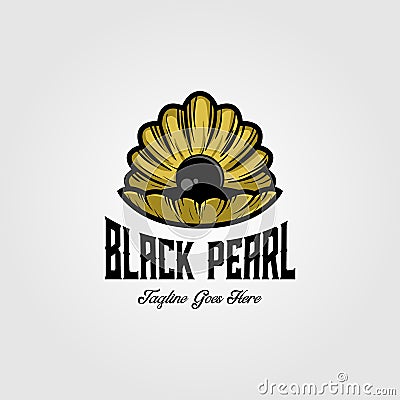 Vintage Black Pearl Logo Design Vector Illustration