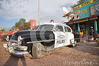 Vintage Black and White police car Editorial Stock Photo