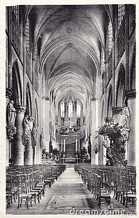 St Rumbold`s Cathedral interieur de i`eglise saint-rombaut, Brussels Editorial Stock Photo