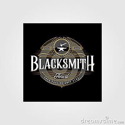 Vintage blacksmith forge logo , anvil vector illustration design Vector Illustration