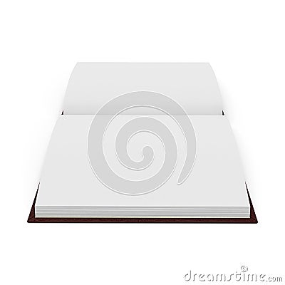 Vintage blank open notebook isolated on white. 3D illustration Cartoon Illustration