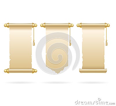 Vintage Blank Paper Scroll Set. Vector Vector Illustration