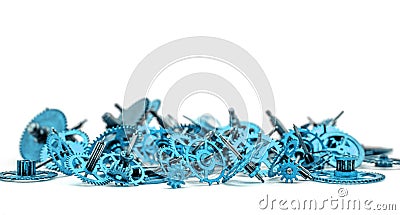 Vintage blue cogs gears wheels collection Stock Photo