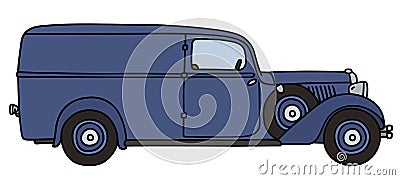 Vintage blue delivery car Vector Illustration