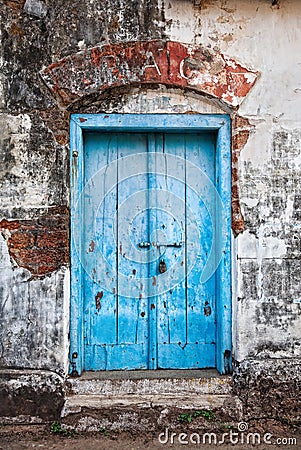 Vintage blue door Stock Photo
