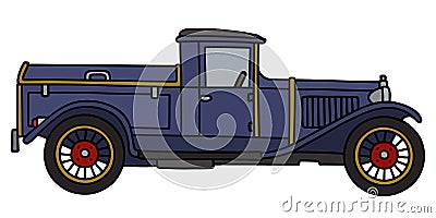 Vintage blue dustcart Vector Illustration