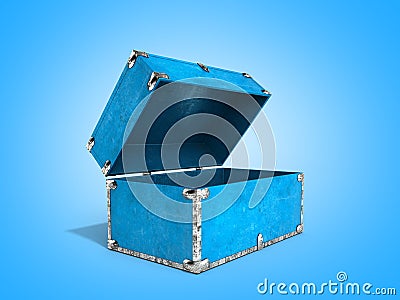 Vintage blue hand safe box 3d render on blue Stock Photo