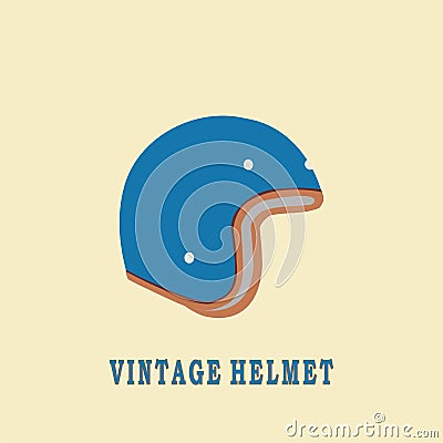 vintage blue helmet on yellow background flat vector illustration Vector Illustration