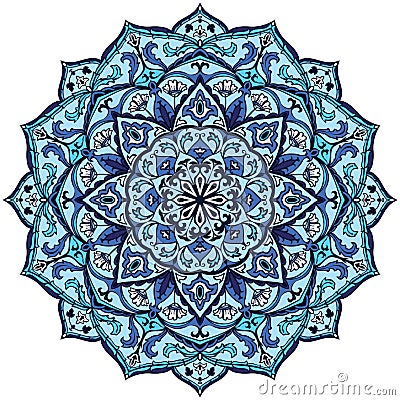 Vintage blue mandala. Vector Illustration