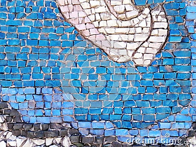 Vintage Blue mosaic background, pattern with cracks Stock Photo