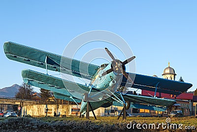 Vintage blue plane Editorial Stock Photo