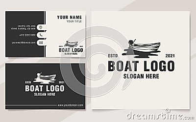 Vintage boat logo template monogram style Vector Illustration