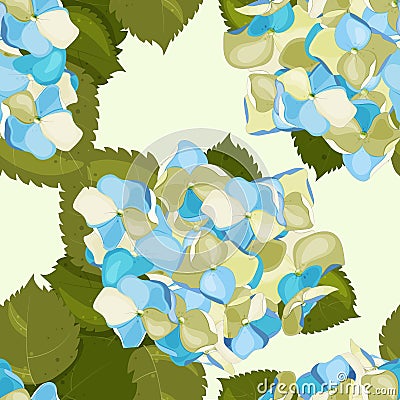 Vintage boho seamless pattern, bouquet decoration. Cute vector floral design. Bohemian hydrangea garden with wild fowers in hand Vector Illustration