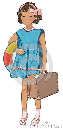 Vintage bon voyage card Vector Illustration