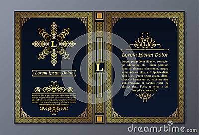 Vintage book layouts and design - covers and pages, classical rich frames, dividers, corners, borders, luxury ornaments and Vector Illustration