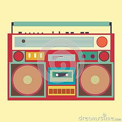 Vintage boombox banner Vector Illustration