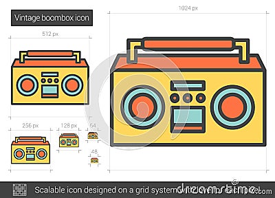 Vintage boombox line icon. Vector Illustration