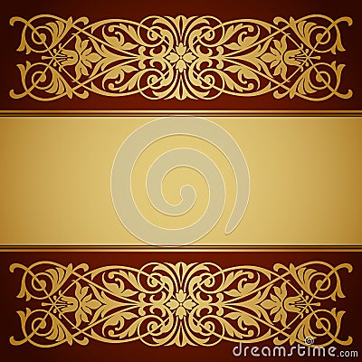 Vintage border frame gold background calligraphy vector Vector Illustration