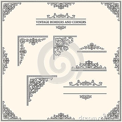 Vintage borders and corners Vector Illustration