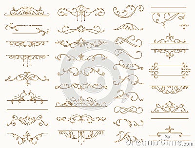 Vintage borders, decorative lines, dividers, swirls. Vector design elements Vector Illustration