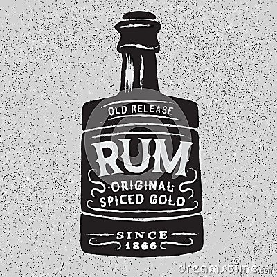 Vintage bottle of rum Vector Illustration