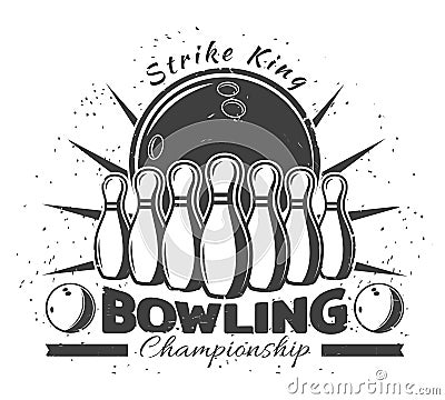 Vintage Bowling Club Template Vector Illustration