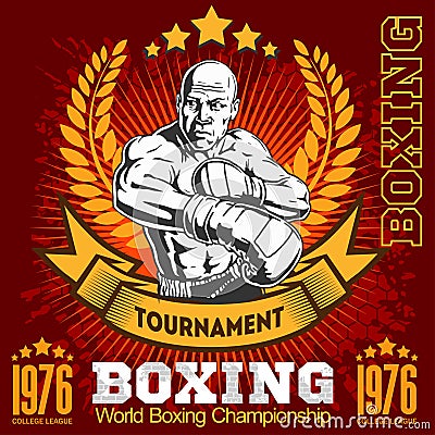 Vintage boxing emblem, label, badge, logo and designed elements. Vector Illustration