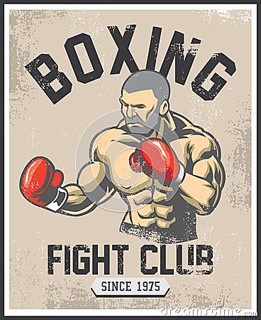 Vintage boxing poster Vector Illustration