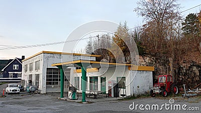 Vintage BP Gasstation in Tingvoll in Norway Editorial Stock Photo