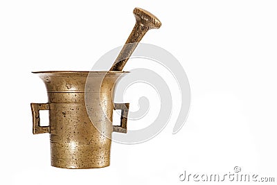 Vintage brass mortar Stock Photo