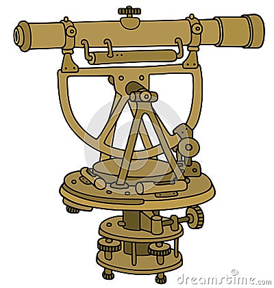 Vintage brass theodolite Vector Illustration