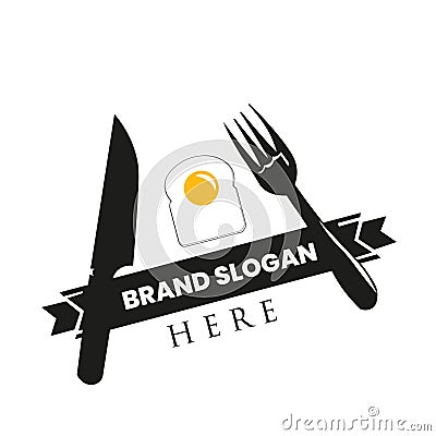 Vintage bread and egg breakfast logo Stock Photo