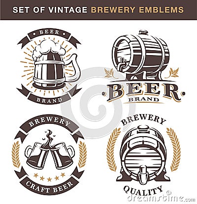 Vintage brewery emblems Vector Illustration