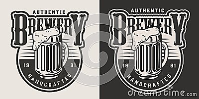 Vintage brewery monochrome badge Vector Illustration