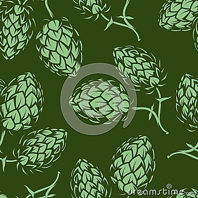 Vintage brewing green seamless pattern Vector Illustration