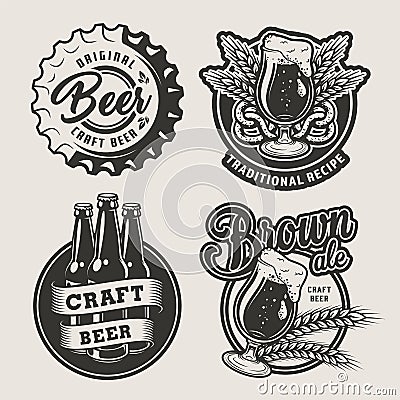 Vintage brewing logos set Vector Illustration