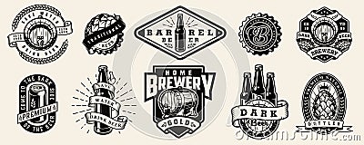 Vintage brewing monochrome emblems Vector Illustration