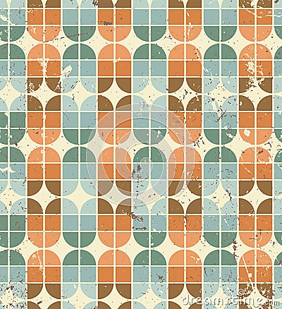 Vintage bright geometric seamless pattern, elliptic abstract background. Vector Illustration