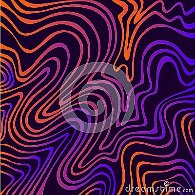 Vintage bright neon color abstract waves background. Doodle decorative element. Isolated pattern Vector Illustration