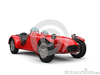 Vintage bright red open wheel racing car - beauty shot Stock Photo