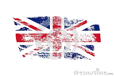 Vintage British flag illustration. Vector UK flag on grunge texture. Vector Illustration