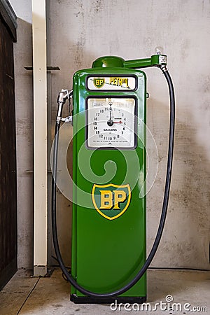 Vintage British Petroleum Fuel Pump Editorial Stock Photo