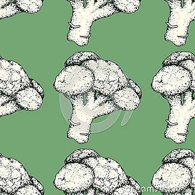 Vintage broccoli pattern Vector Illustration