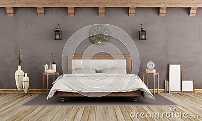 Vintage brown bedroom Stock Photo