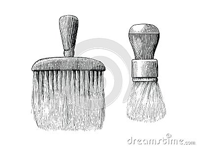 Vintage brush for barber and beauty hand drawing engraving style Vector Illustration